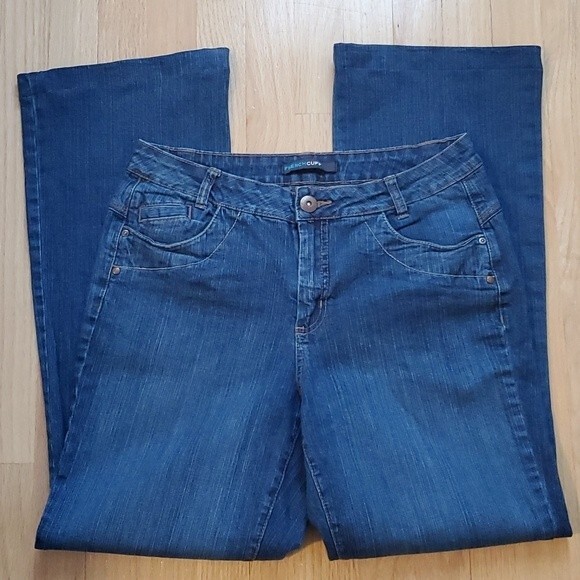 FRENCH CUFF BOOTCUT JEANS MEDIUM WASH SIZE 8 - Picture 1 of 10